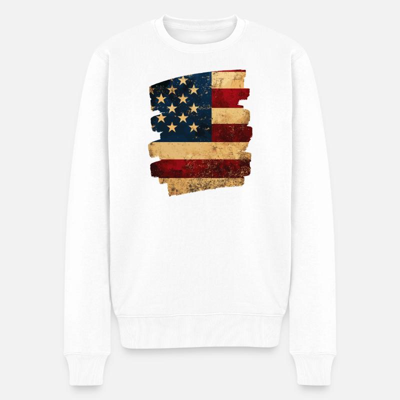 Drapeau des États-Unis d’Amérique - Pull Premium bio Homme - blanc