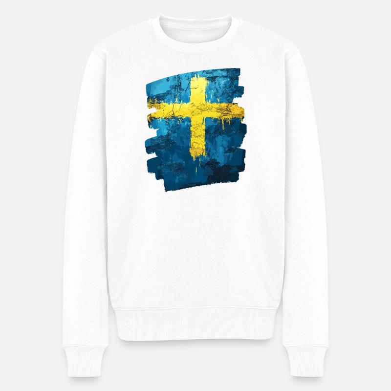 Schwedische Flagge Schweden - Männer Premium Bio Pullover - Weiß