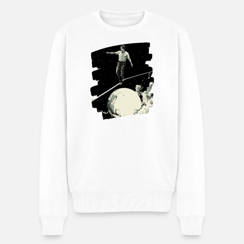 Slackline Slacklining Balance - Männer Premium Bio Pullover - Weiß