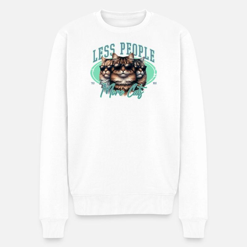 Less people more cats - Männer Premium Bio Pullover - Weiß