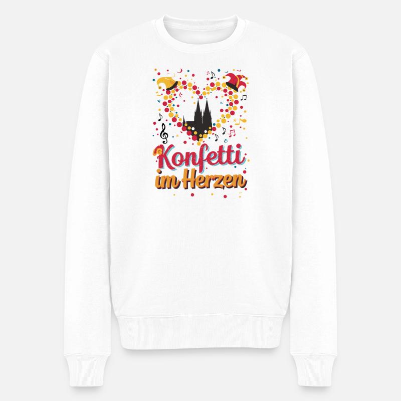 Köln Konfetti Im Herzen Karneval Herz Kölner Köln - Männer Premium Bio Pullover - Weiß