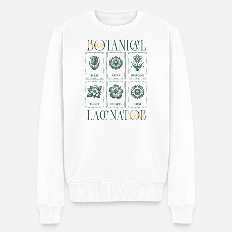 Botanical Love - Männer Premium Bio Pullover - Weiß