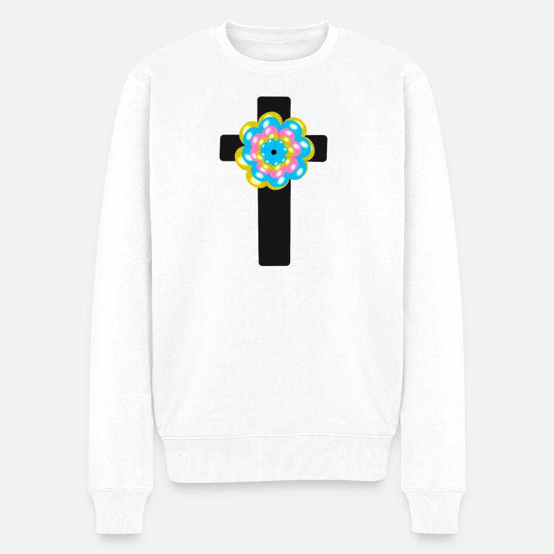 Kreuz Jesus Messias Kreuze - Männer Premium Bio Pullover - Weiß