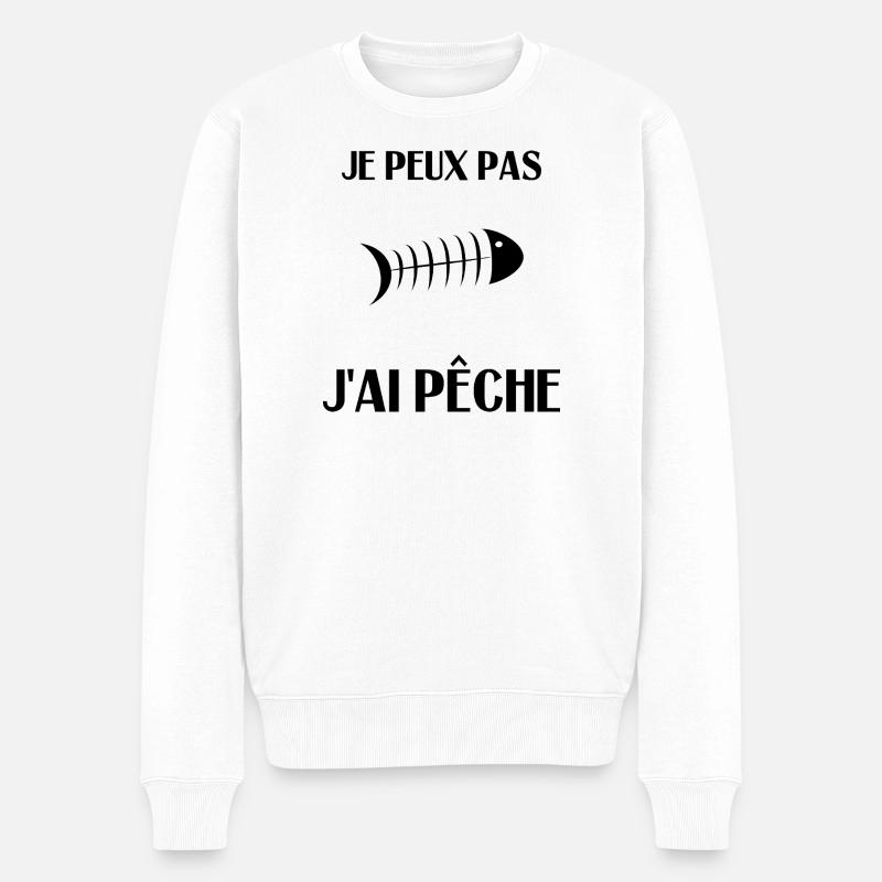 PÊCHE. POISSON D'AVRIL. POISSON. SARDINE - Pull Premium bio Homme - blanc