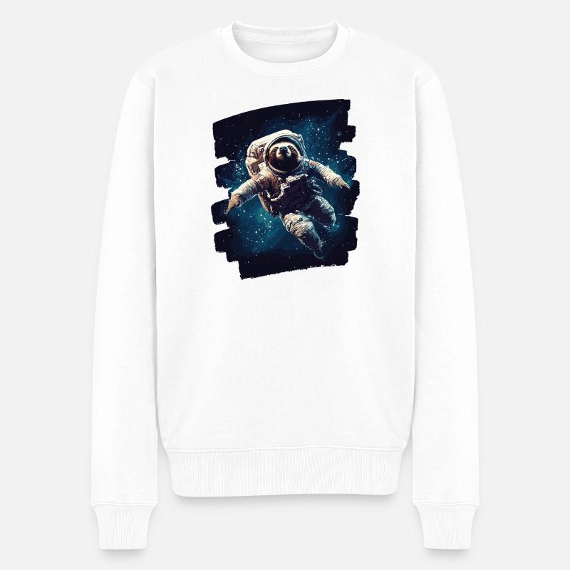 Faultier Astronaut - Männer Premium Bio Pullover - Weiß
