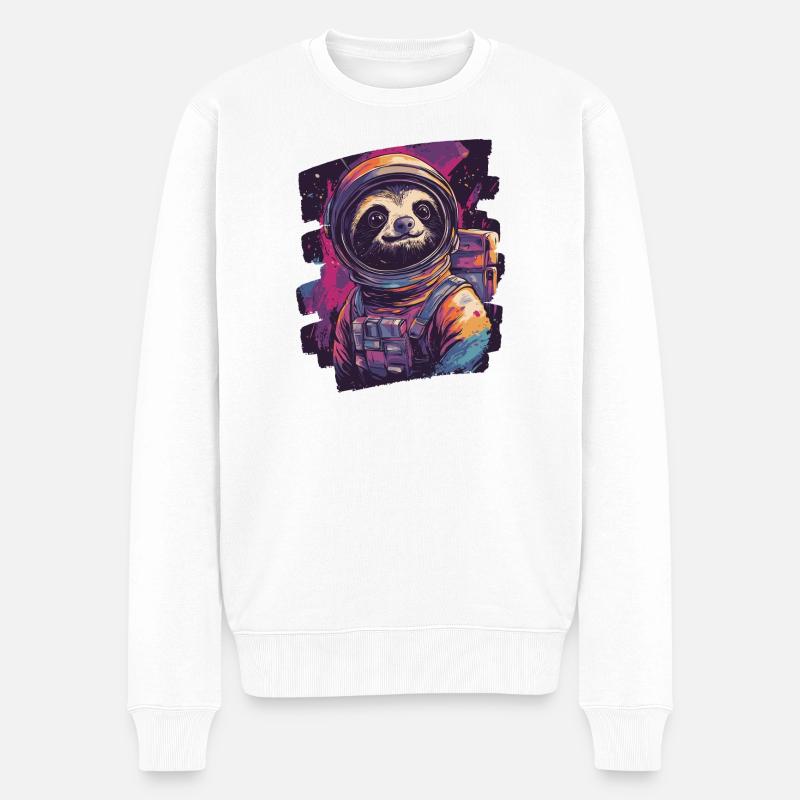 Faultier Astronaut - Männer Premium Bio Pullover - Weiß