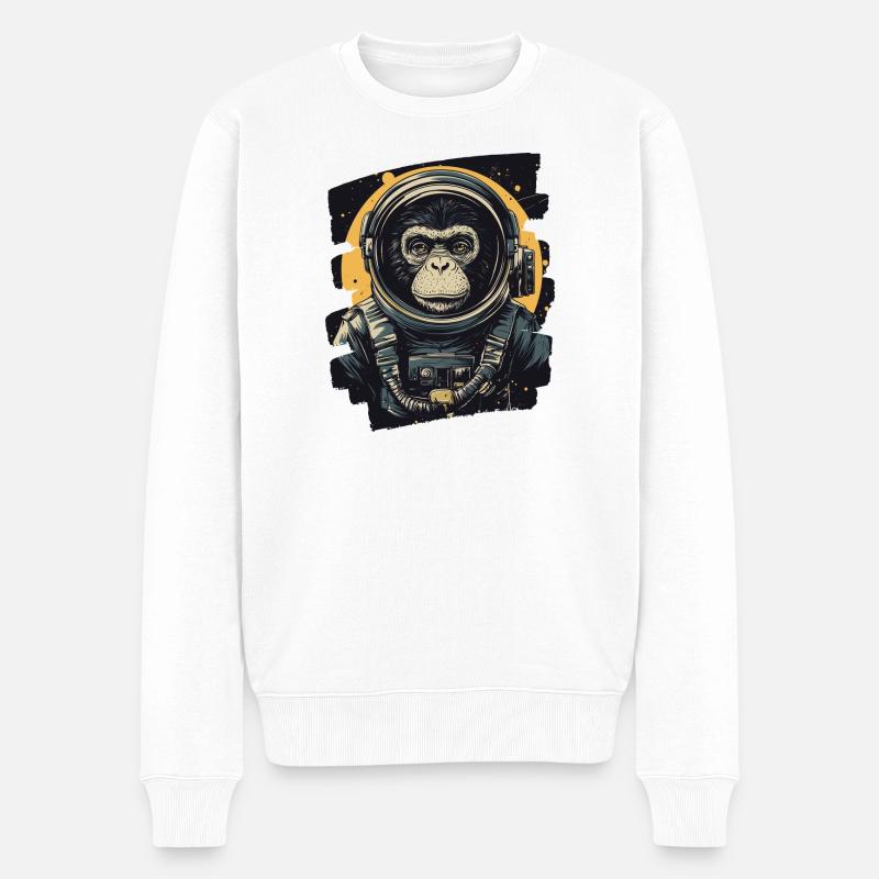 Affe Astronaut - Männer Premium Bio Pullover - Weiß