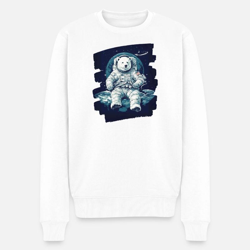 Eisbär Astronaut - Männer Premium Bio Pullover - Weiß