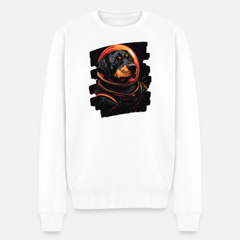 Rottweiler Astronaute - Pull Premium bio Homme - blanc
