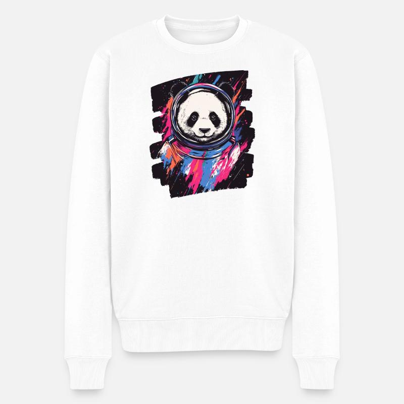 Panda Astronaut - Männer Premium Bio Pullover - Weiß