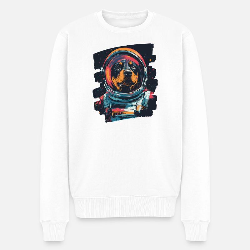Rottweiler Astronaute - Pull Premium bio Homme - blanc