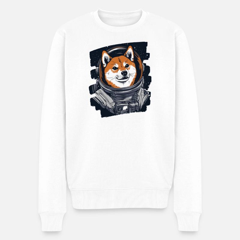 Shiba Inu Astronaut - Männer Premium Bio Pullover - Weiß
