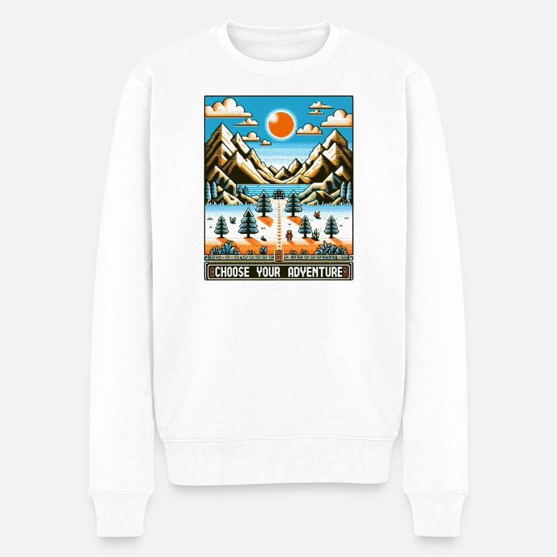 Retro Gaming Abenteuer - Männer Premium Bio Pullover - Weiß