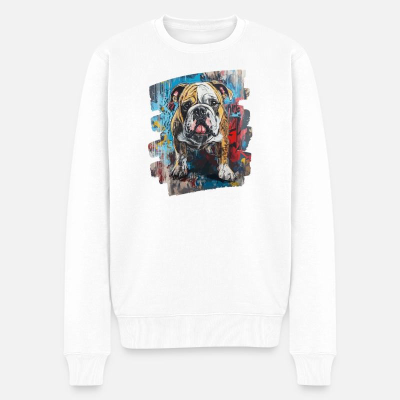 Bulldogge Kampfhund - Männer Premium Bio Pullover - Weiß
