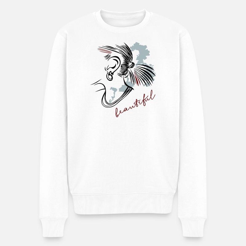 Girl beautiful - Männer Premium Bio Pullover - Weiß