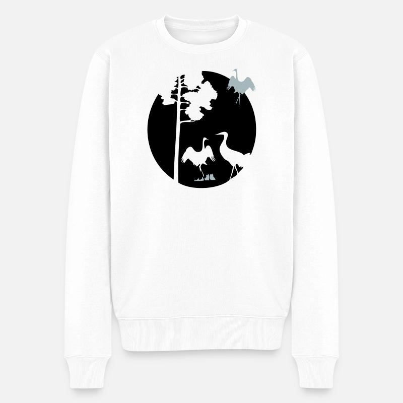 Afrika Kraniche - Männer Premium Bio Pullover - Weiß