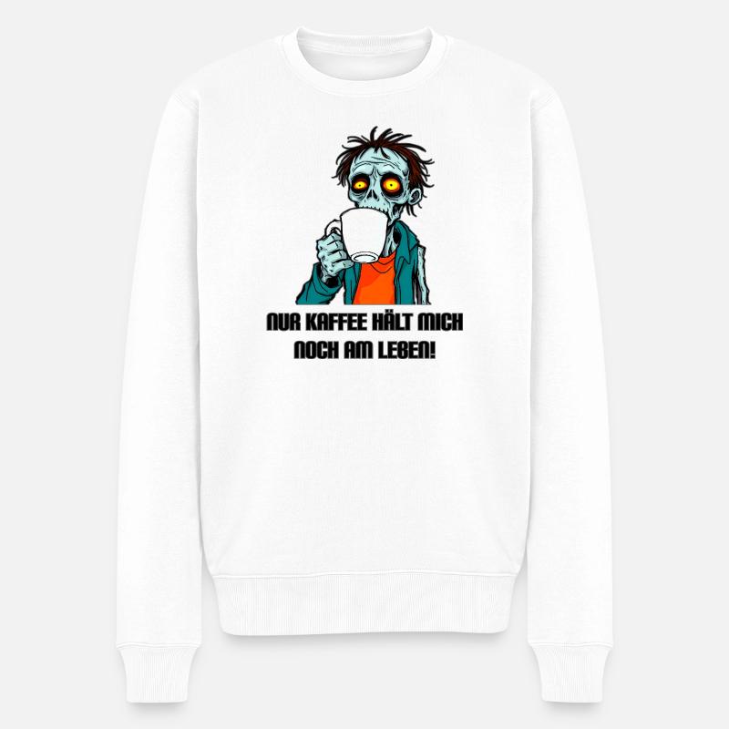 Kaffee-Zombie - Männer Premium Bio Pullover - Weiß