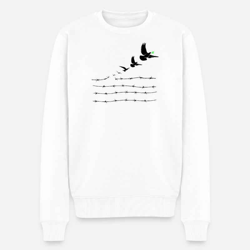 Tauben des Friedens - Männer Premium Bio Pullover - Weiß