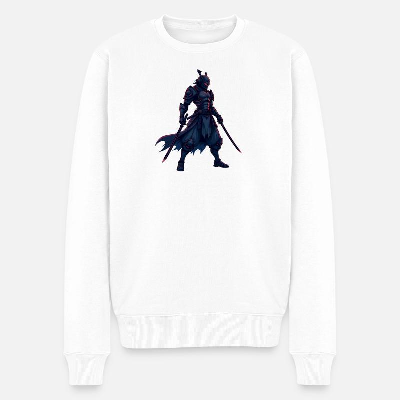 Illustration de guerrier cyber-samouraï - Pull Premium bio Homme - blanc