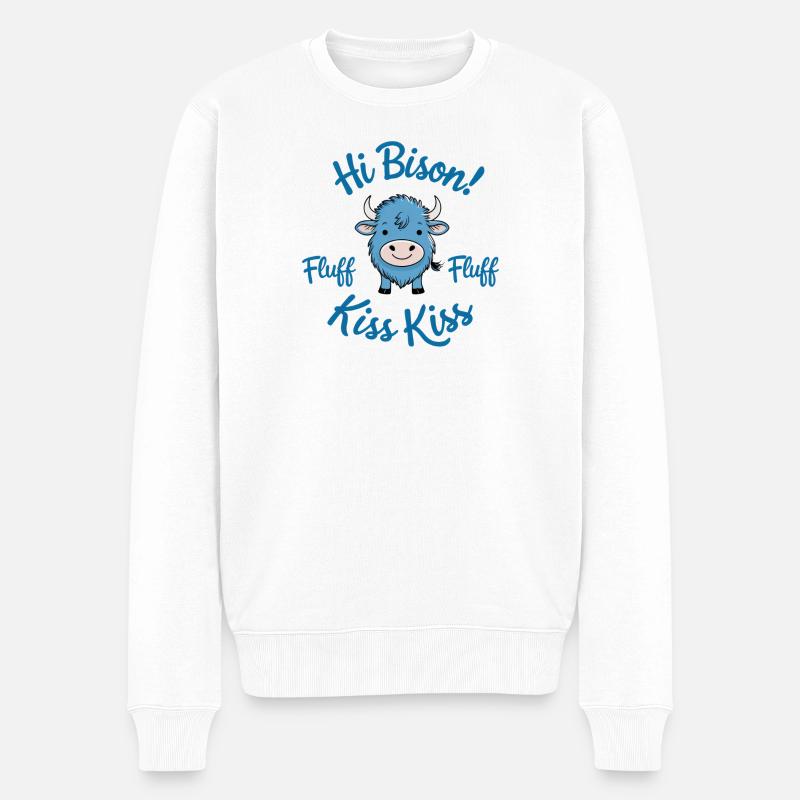 Hi Bison Fluff Fluff - Männer Premium Bio Pullover - Weiß