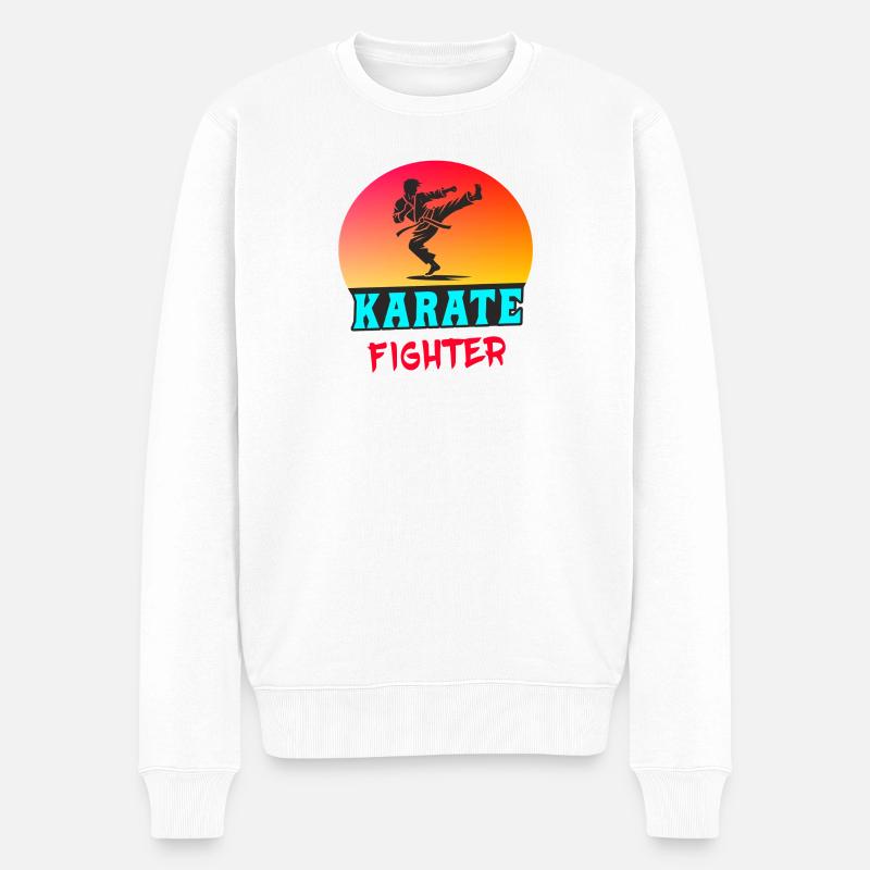 Karaté Fighter – Style Sunset - Pull Premium bio Homme - blanc