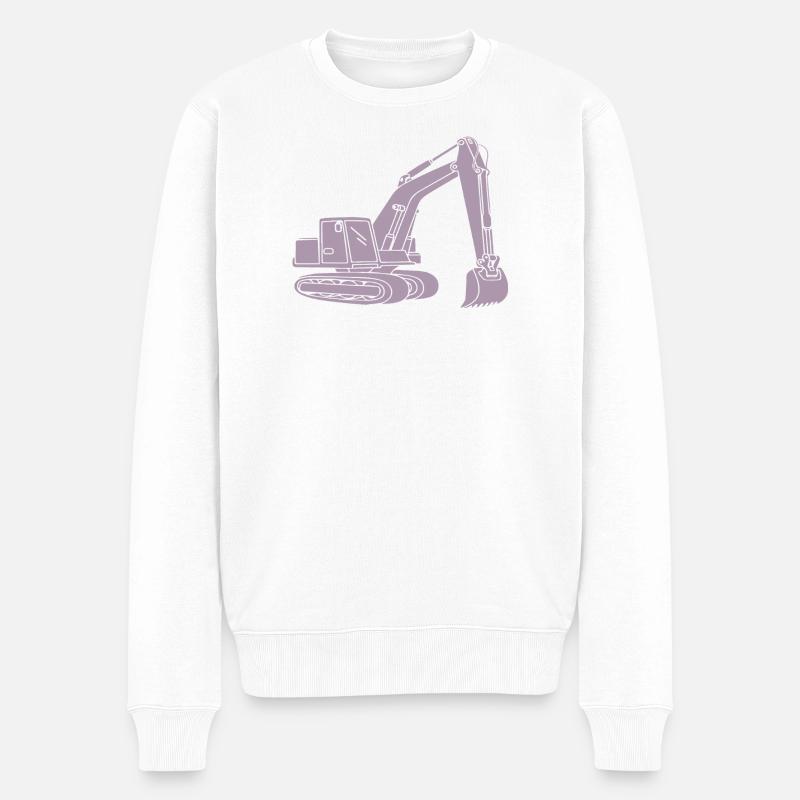 Bagger Silhouette Baugeräteführer Tiefbau - Männer Premium Bio Pullover - Weiß