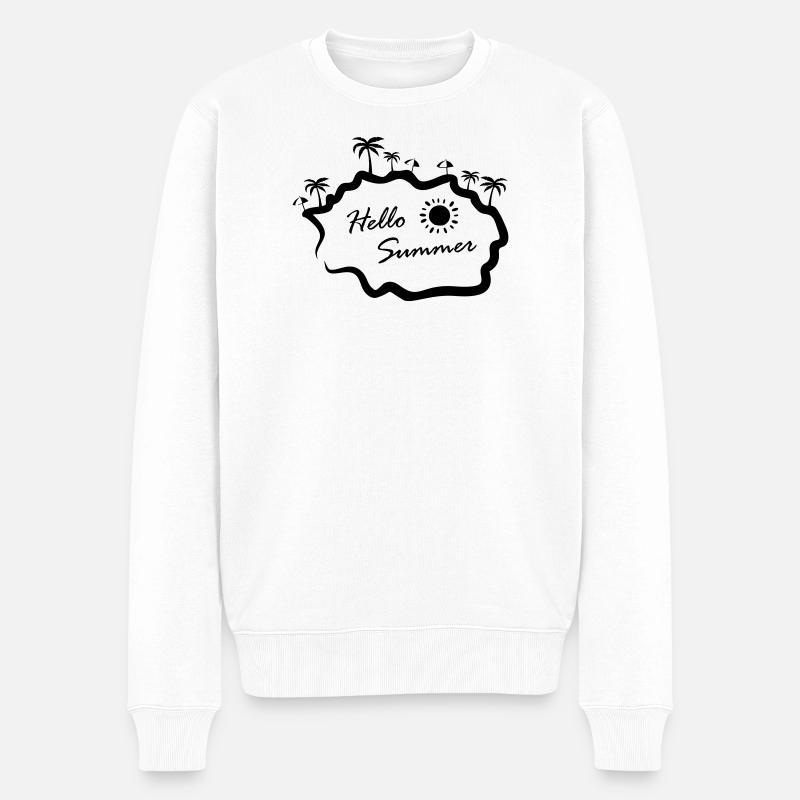 Hello Summer Insel Palmen - Männer Premium Bio Pullover - Weiß
