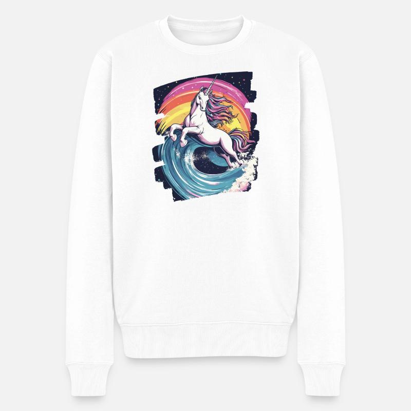 Einhorn - Männer Premium Bio Pullover - Weiß