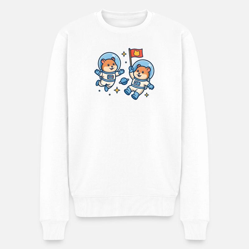 Hamster Astronauten - Männer Premium Bio Pullover - Weiß