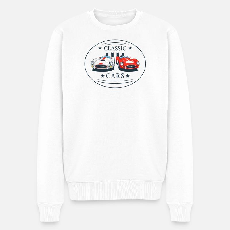 Classic Cars - Männer Premium Bio Pullover - Weiß