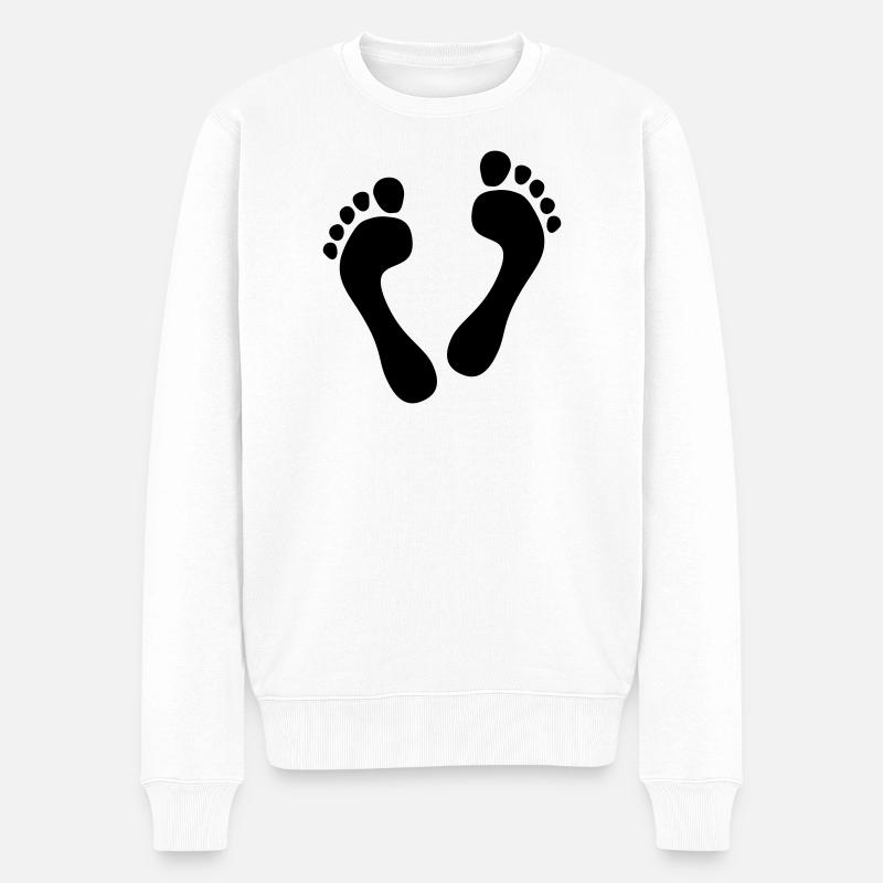 Barfuß-Herz - barefoot heart - Männer Premium Bio Pullover - Weiß