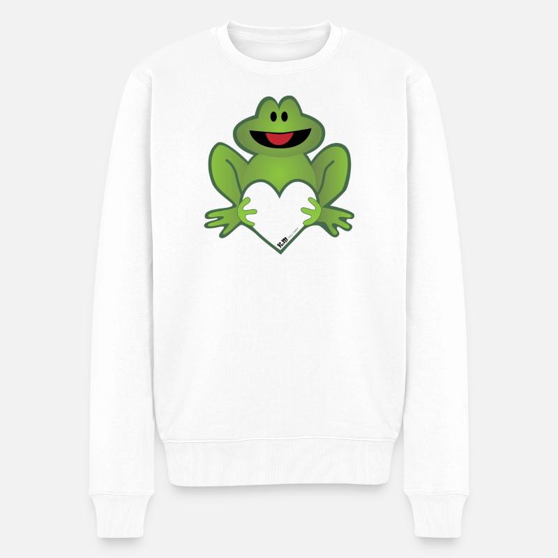 Frosch mit Hirsch - Männer Premium Bio Pullover - Weiß