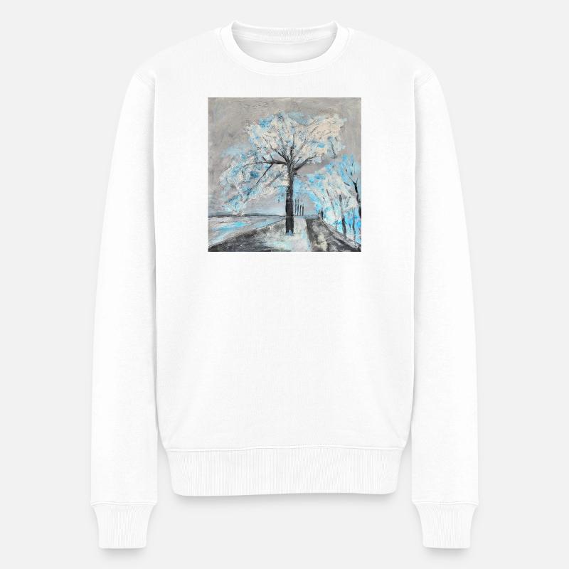 Winterlicher Baum in Aquarellstil - Männer Premium Bio Pullover - Weiß