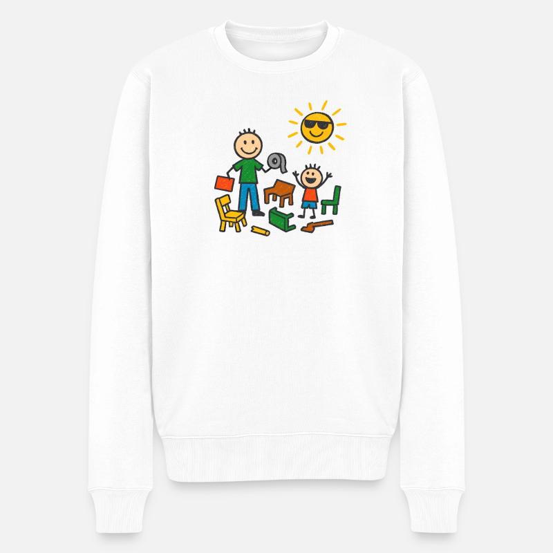 Papa baut das schon - Männer Premium Bio Pullover - Weiß