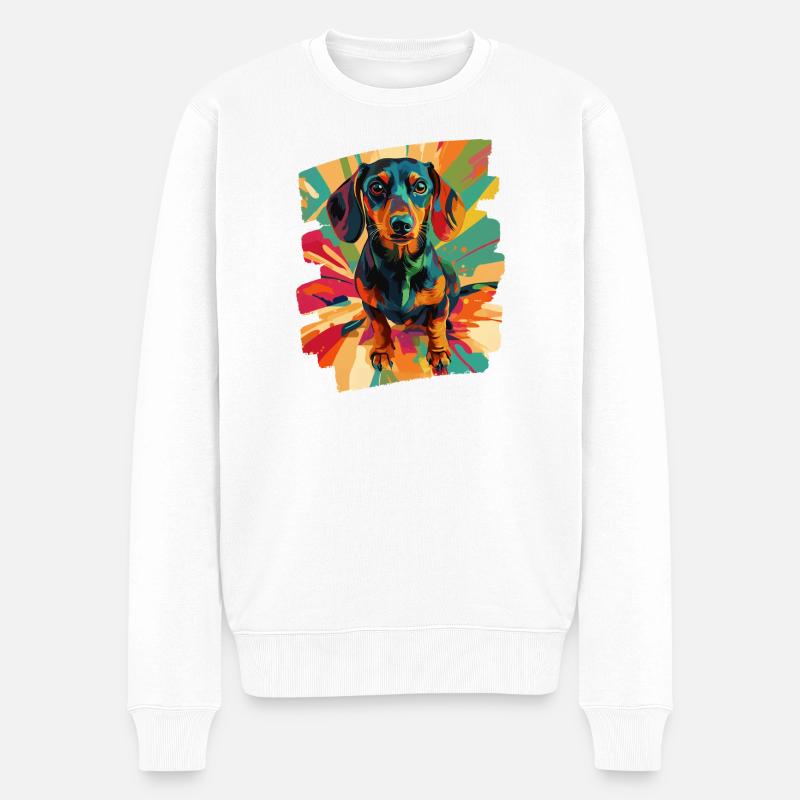 Dackel - Männer Premium Bio Pullover - Weiß