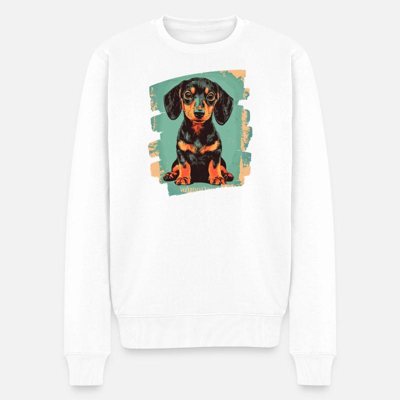 Teckel Dackel - Pull Premium bio Homme - blanc