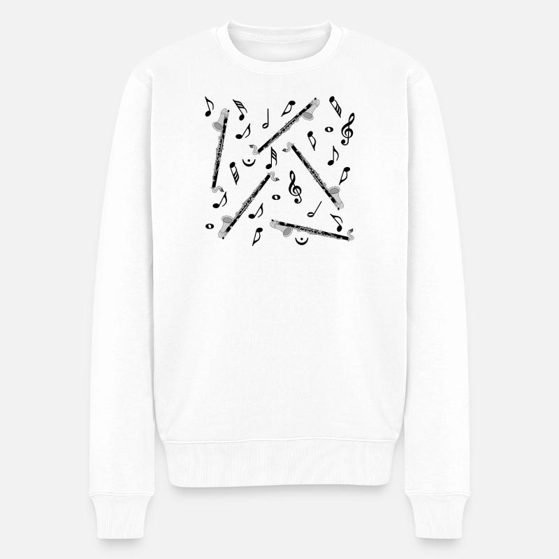 Bassklarinette Musiknoten - Männer Premium Bio Pullover - Weiß
