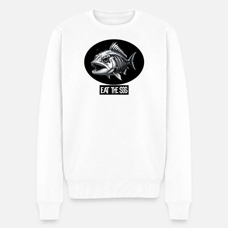 Fisch punk - Männer Premium Bio Pullover - Weiß