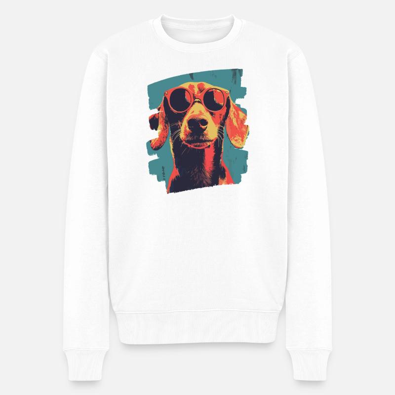 Dackel Dachshund - Männer Premium Bio Pullover - Weiß