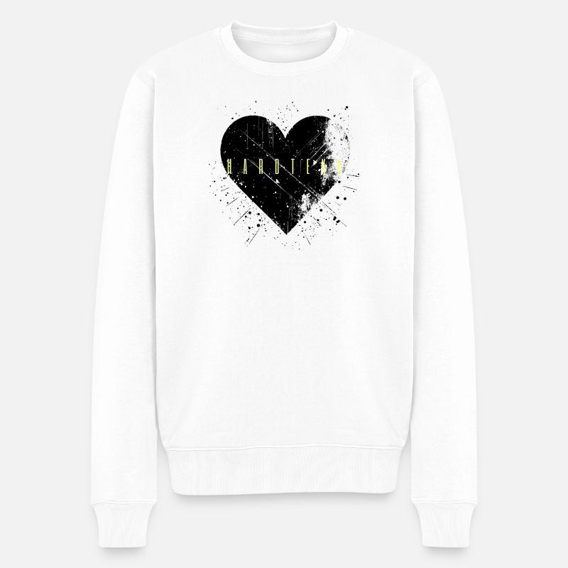 Hardtekk Hard Tekk Hardstyle Techno Herz - Männer Premium Bio Pullover - Weiß