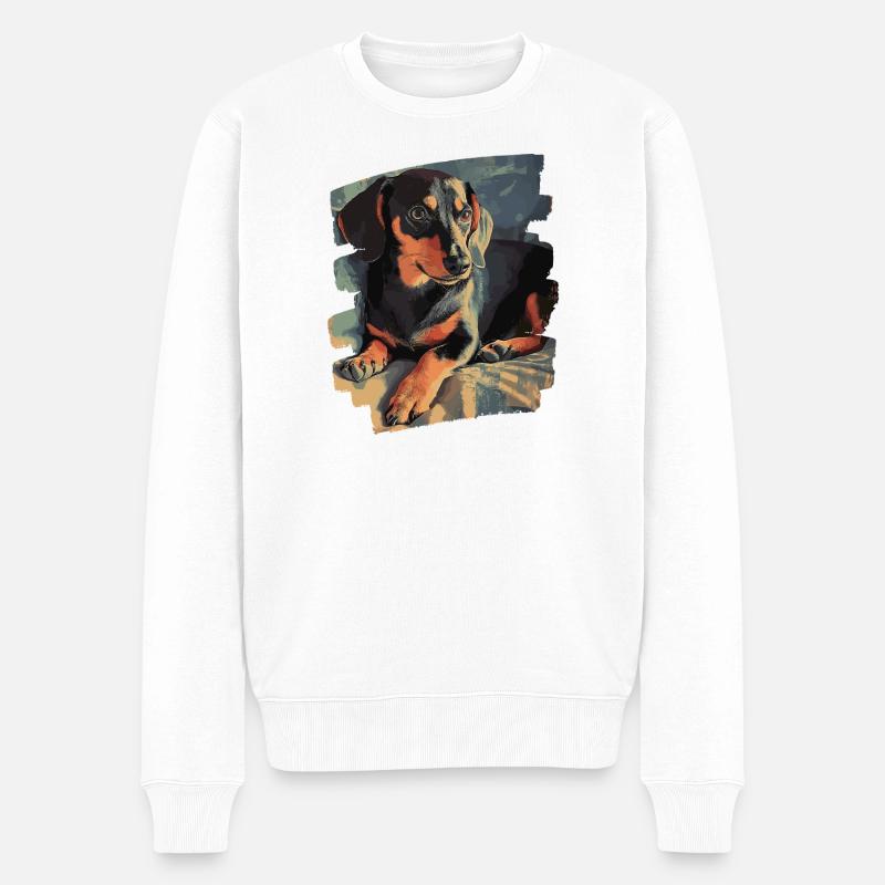 Dackel Dachshund - Männer Premium Bio Pullover - Weiß