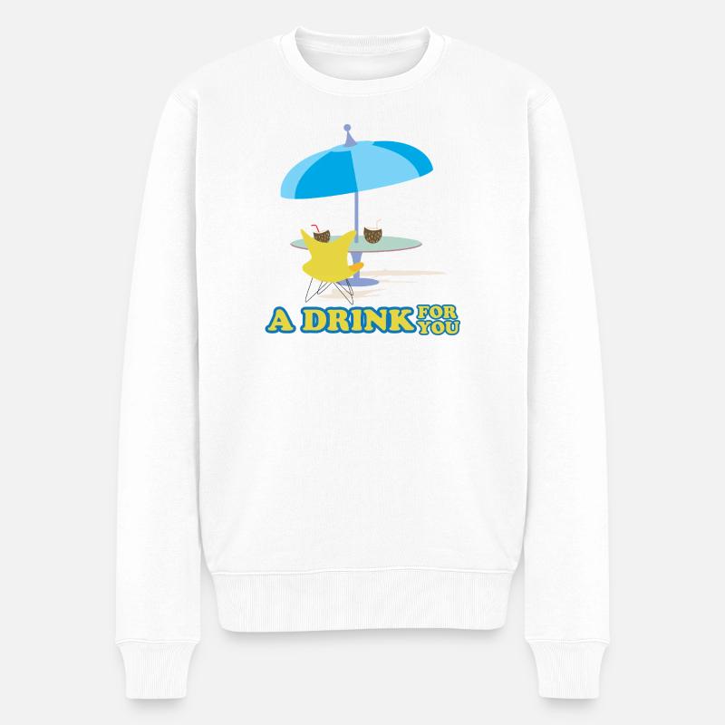 Trink mit mir - Männer Premium Bio Pullover - Weiß