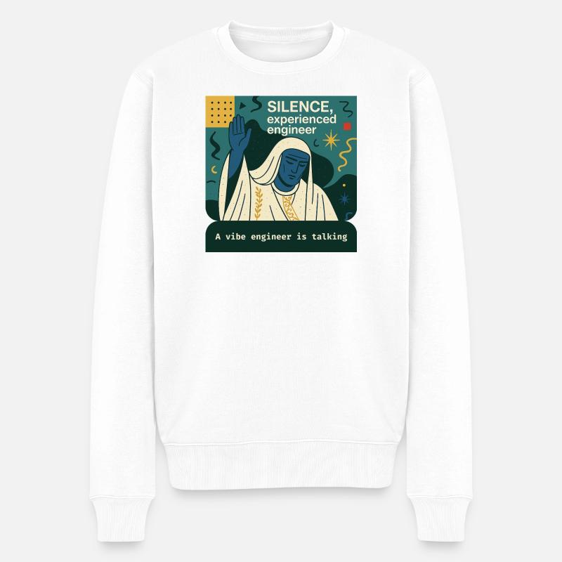 Stille Ingenieurin in Blau - Männer Premium Bio Pullover - Weiß