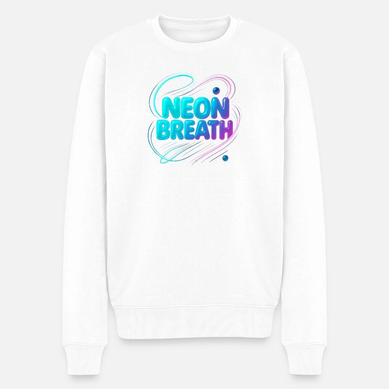 Neon Breath - Männer Premium Bio Pullover - Weiß