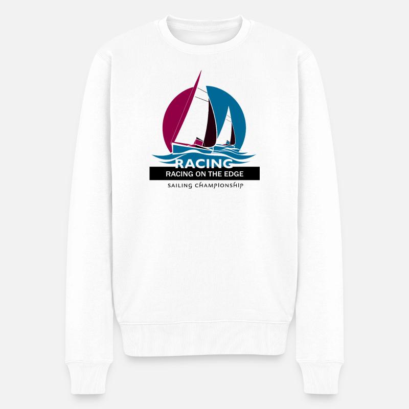 Segelboot Rennen - Männer Premium Bio Pullover - Weiß