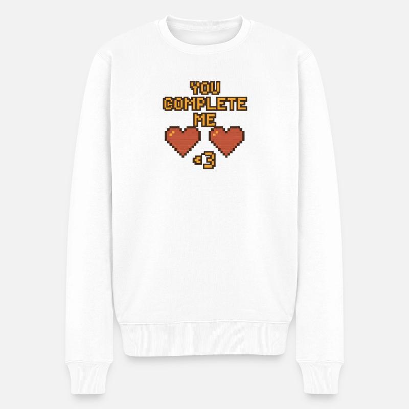 Pixelartige Liebesbotschaft - Männer Premium Bio Pullover - Weiß