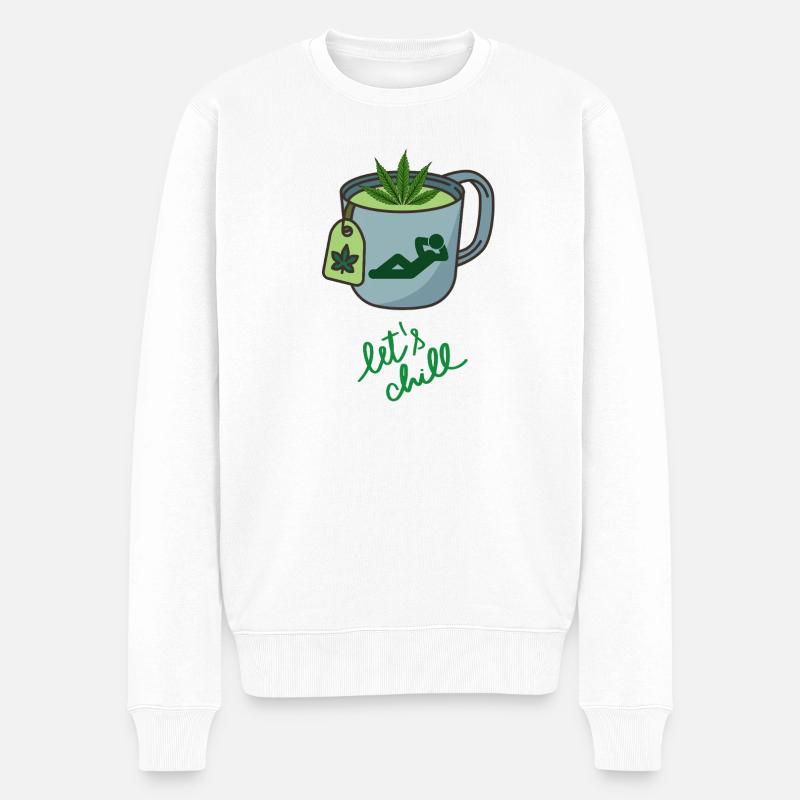 CannabisTee Design - Männer Premium Bio Pullover - Weiß