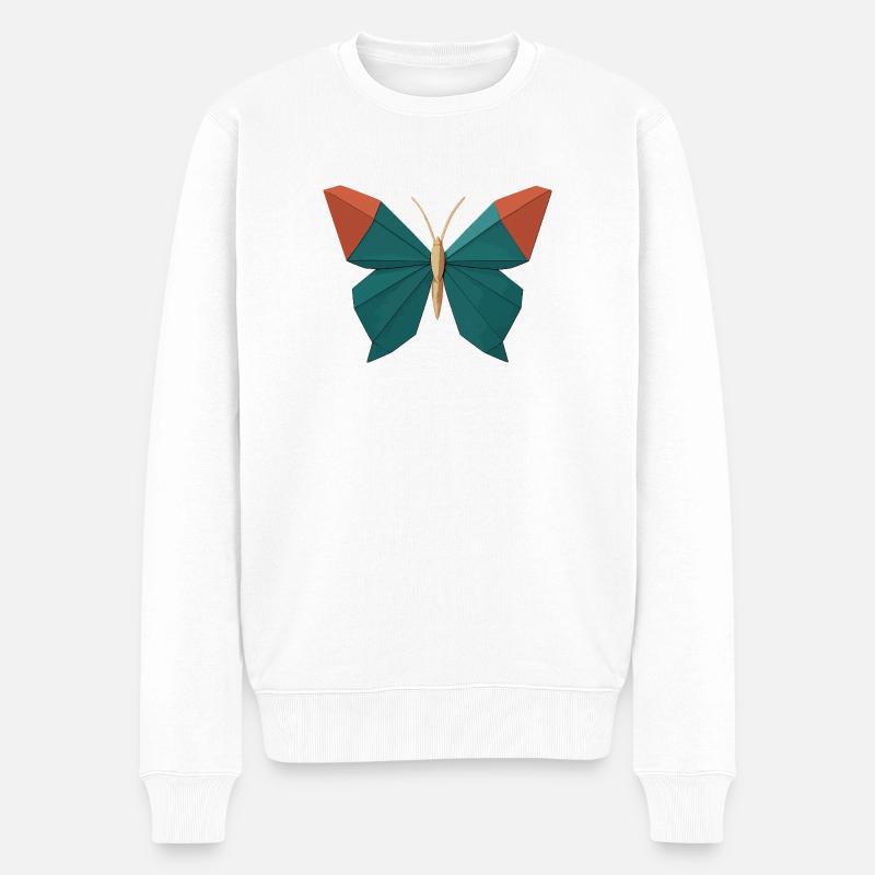 Origami Schmetterling - Männer Premium Bio Pullover - Weiß