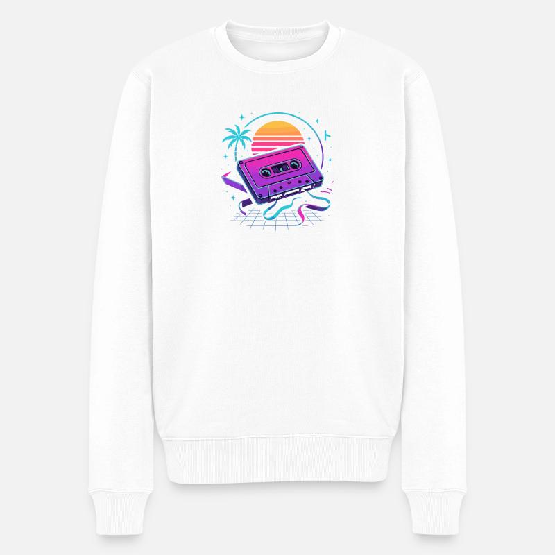 Vibrations rétro des mixtapes - Pull Premium bio Homme - blanc