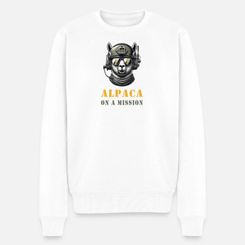 Alpaka im Einsatz - Männer Premium Bio Pullover - Weiß